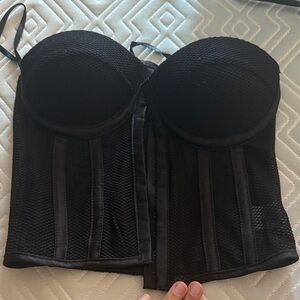 Superdown Elegant Black Mesh Crop Top